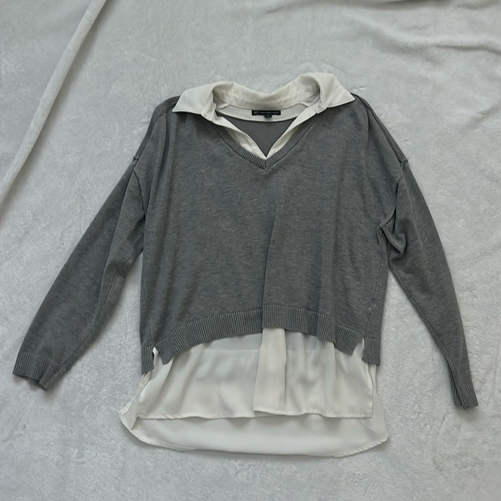 Adrianna papell grey sweater dress top